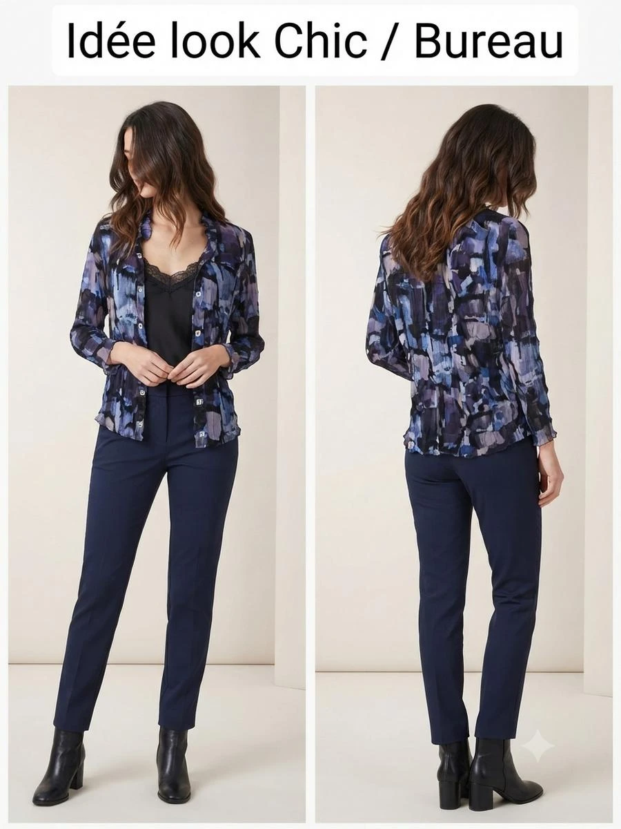 ❤️Blusa fluida transparente violeta y azul Julie Guerland T40 (42) – photo 7